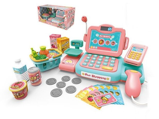 Дитячий ігровий набір касовий апарат зі звуком світловими ефектами 24 предмета 888 E