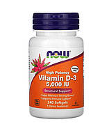 Витамин D3, 125 мкг (5000 МЕ), Now Foods 240 мягких таблеток