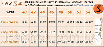 Розмірна сітка (ШУБИ та ЖИЛЕТИ)