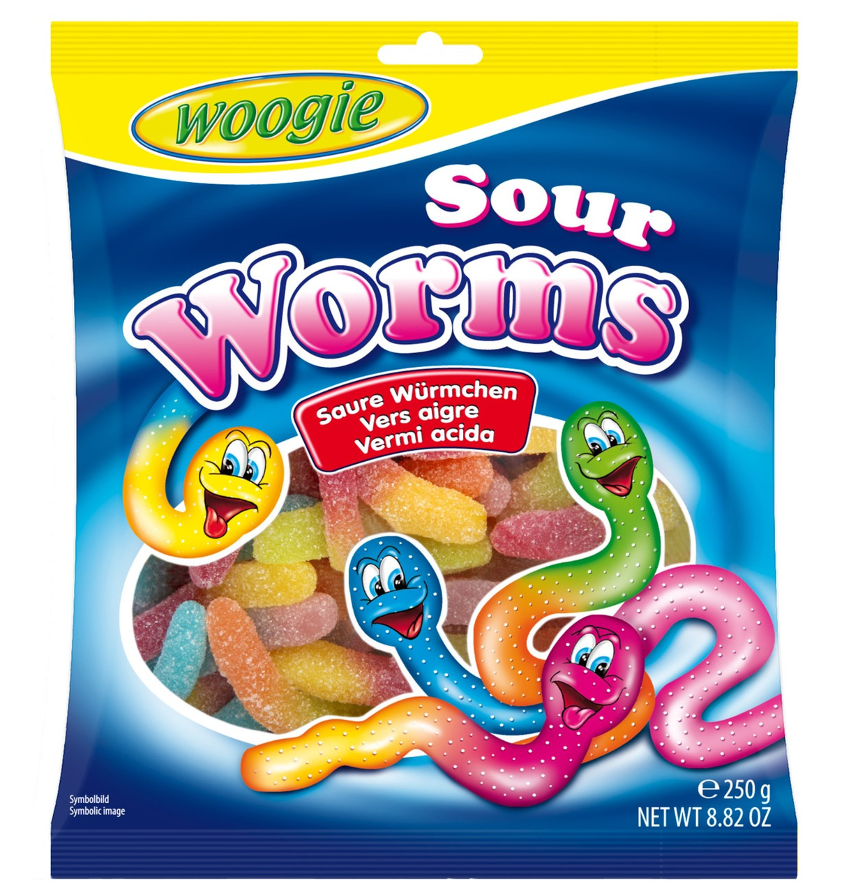 Цукерки жувальні Woogie Sour Worms Кислі Черв'ячки 250 г Австрія