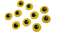 Оченята для іграшок без вій 10шт/14мм:Жовтий
