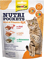 419169 GimCat Nutri Pockets Malt Vitamin Mix лакомство микс, 150 гр