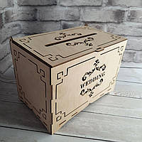 Дерев'яна весільна коробка для грошей Розмір 265*185*160 мм