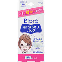 Kao Biore Clean Pore Pack Очищающие полоски для носа от черных точек, белые, 10 шт.