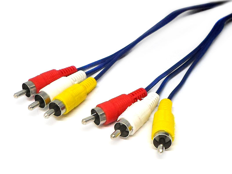 Кабель Тюльпан 3RCA-3RCA синій провід 300шт TLP-007-300