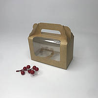Коробка для капкейков (2 шт), 165*80*105 мм, с окном, крафт