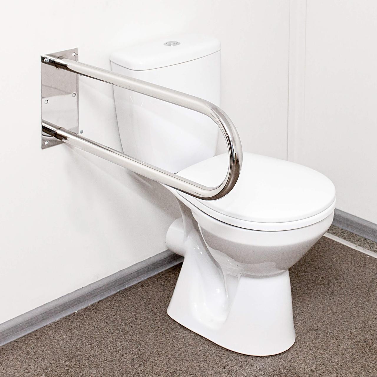 Поручні для унітазу для інвалідів, настінний стаціонарний, ручка ∅32 мм, нержавіюча сталь.