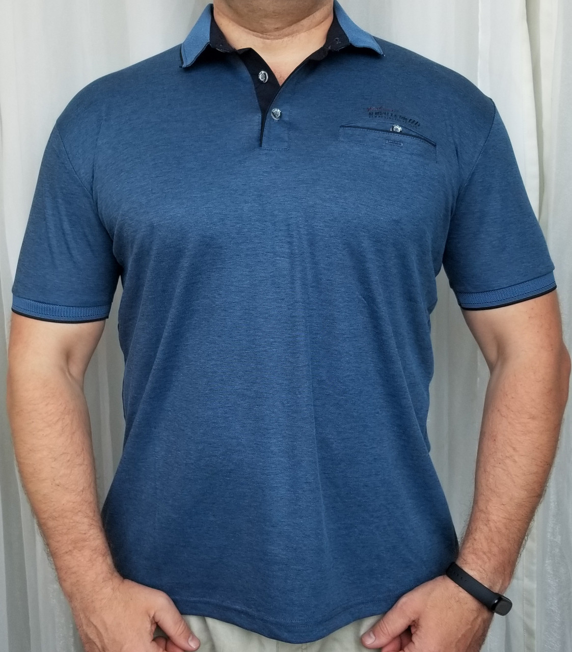 Мужская футболка большая поло синяя. - фото 1 - id-p554731332