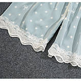 Шовкова піжама жіноча з кружевом. Піжама жіноча сатинова з коротким рукавом і шортами, розмір L (блакитна), фото 7
