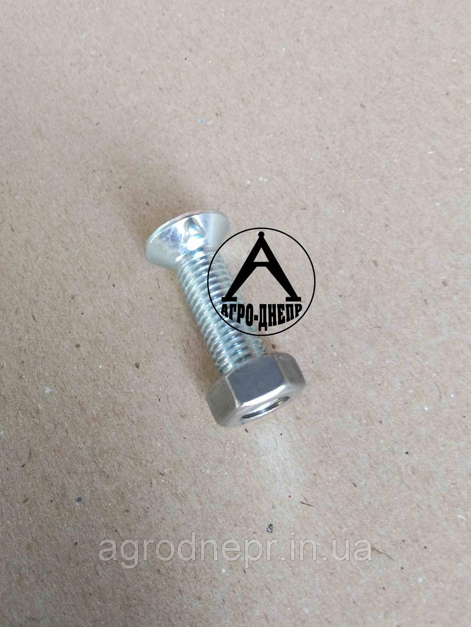 VI1202 Болт плуга М11х40 (10.9) з потайною головкою з двома упорами оцинковка з гайкою 1199B, фото 1