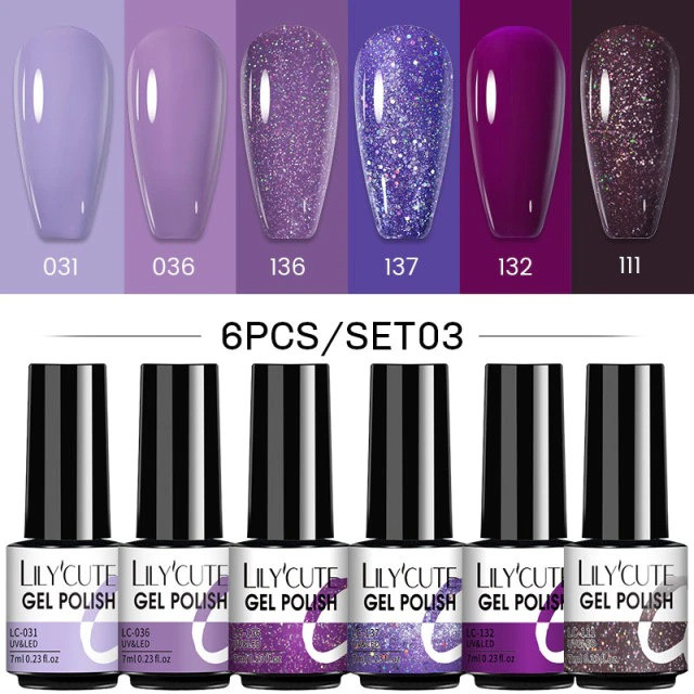 Набір гель лаків для манікюру базових кольорових різних. Гель-лаки для нігтів, комплект (6 шт), фото 1