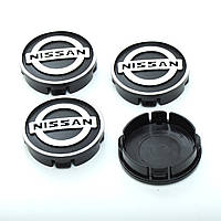 Колпачки на титаны "Nissan" (60/55мм) черн/хром. пластик объемный логотип (4шт)
