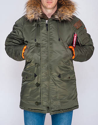 Чоловіча зимова куртка аляска кольору хакі від Olymp N-3B Old School, фото 2