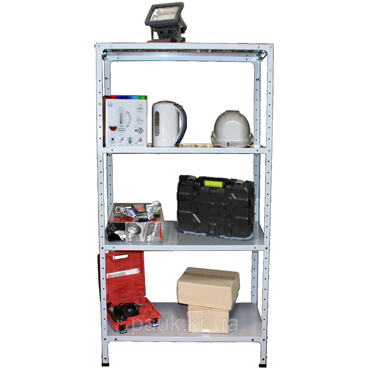 Складський стелаж 1800х1200х400 мм, 4 полки, 100 кг на полицю, стелаж металевий поличковий, фото 1