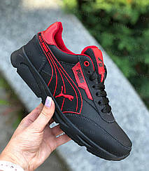 Кросівки дитячі на хлопчика шкіряні чорні Puma 38 розмір, Кросівки дитячі на хлопчика шкіряні