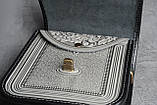 Жіноча шкіряна сумка ручної роботи (метод гарячого тиснення), сіра шкіряна сумка, фото 7
