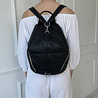 Жіночий шкіряний міський рюкзак трансформер Polina & Eiterou чорний, фото 3