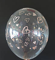 012 Латексна кулька з малюнком Серце світло рожевий прозорий кристал 038 12" 30см Belbal ТМ "Star"