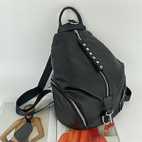 Жіночий шкіряний міський рюкзак трансформер Polina & Eiterou чорний, фото 5