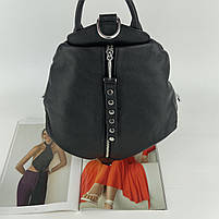 Жіночий шкіряний міський рюкзак трансформер Polina & Eiterou чорний, фото 9