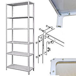 Металевий поличковий стелаж 2400х600х600 мм, 100 кг на полицю, 6 полиць, стелаж в архів, стелаж в аптеку