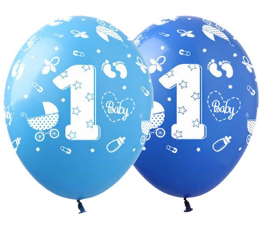 Набір кульок повітр. латексних 12"/30см "1 рочок хлопчик" 10шт №828036/Pelican/(5), фото 1