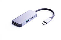 USB-Hub переходник для Macbook ZAMAX 3в1 Type-C to HDMI USB 3.0 PD Multifunction Adapter для макбук хаб