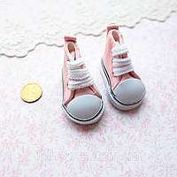 Кеди для ляльки на шнурівці 5*2.5 см Ніжно-Рожеві