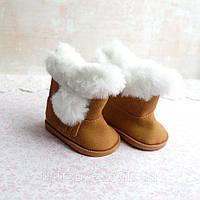 Чобітки для ляльки з хутром і бахромою 7*4 см Коричневі