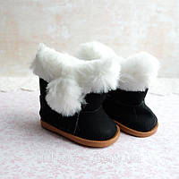 Чобітки для ляльки з хутром і бахромою 7*4 см Чорні