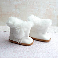 Чобітки для ляльки з хутром і бахромою 7*4 см Білі