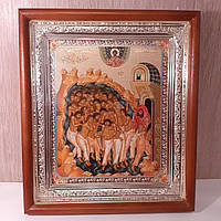 Ікона 40 мучеників Севастійських святих, лик 15х18 см, у світлому прямому дерев'яному кіоті