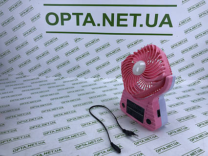 Портативний Вентилятор з сонячною батареєю Solar 220В USB батарейка 3хD FANP рожевий