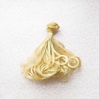 Волосся для ляльок хвилясті кінці в тресс, попелястий теплий блонд - 15 см