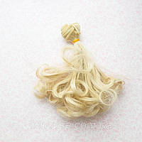 Волосся для ляльок хвилясті кінці в тресс, холодний попелястий блонд - 15 см