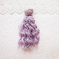 Волосся для ляльок мокрі кучері 15 см бузок двоколірна