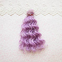 Волосся для ляльок мокрі кучері 15 см двоколірні бузок і ніжна троянда