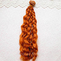 Волосся для ляльок дрібні хвилі косичка 25 см рудий