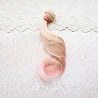 Волосся для ляльок легка хвиля 20 см омбре персик з рожевим