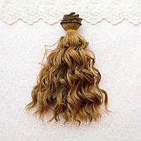 Волосся для ляльок мокрі кучері 15 см русяве