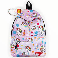 Школьный рюкзак с единорогом Unicorn light pink, модный рюкзак для девушек в школу