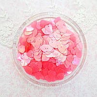 Паєтки Індія 10 мм фігурні Рожеві серця 5 г