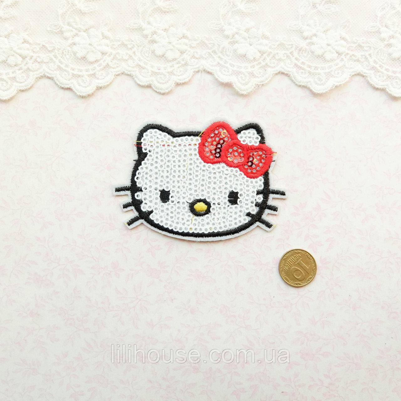 Аплікація термонашивка Kitty з Жовтим носиком 7*6 см