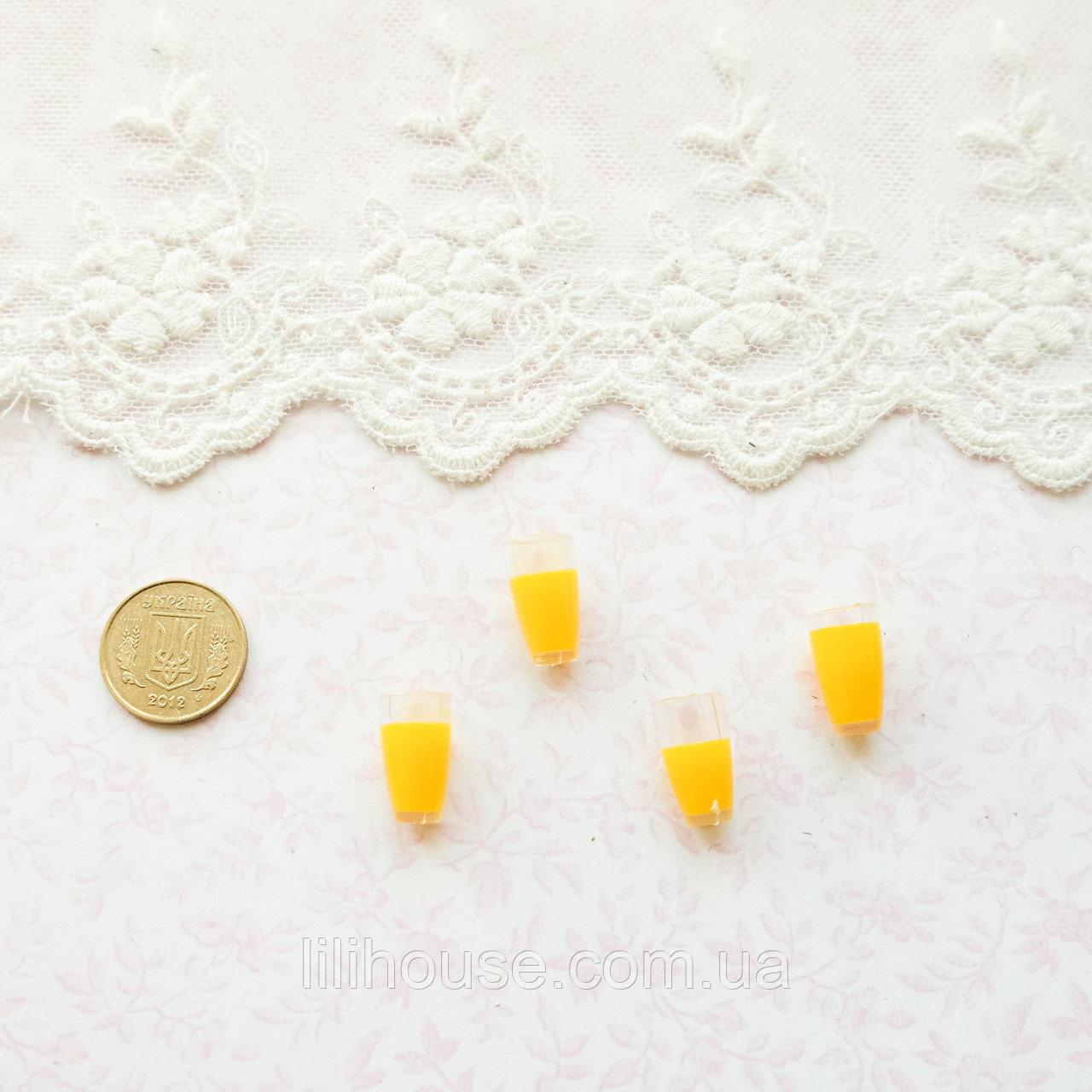 Мініатюрна склянка з апельсиновим соком 1.4 см за 4 шт, фото 1
