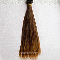 Волосся для ляльок пряме 25 см омбре каштан з русявим шовк