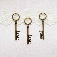 Підвіска металева Ключ Love 55*15 мм Бронза