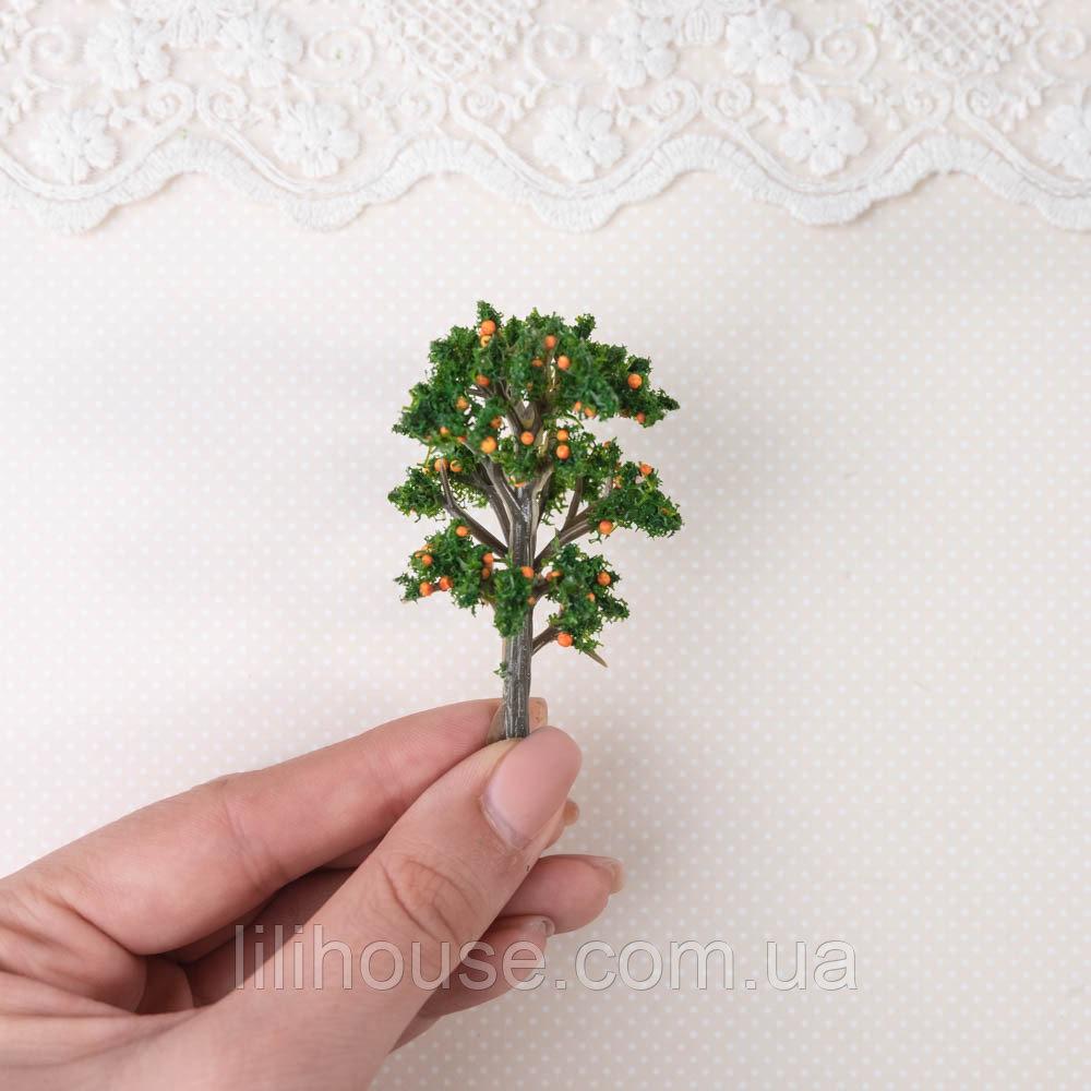 Штучне дерево 7 см Зелене з помаранчевими ягідками, фото 1