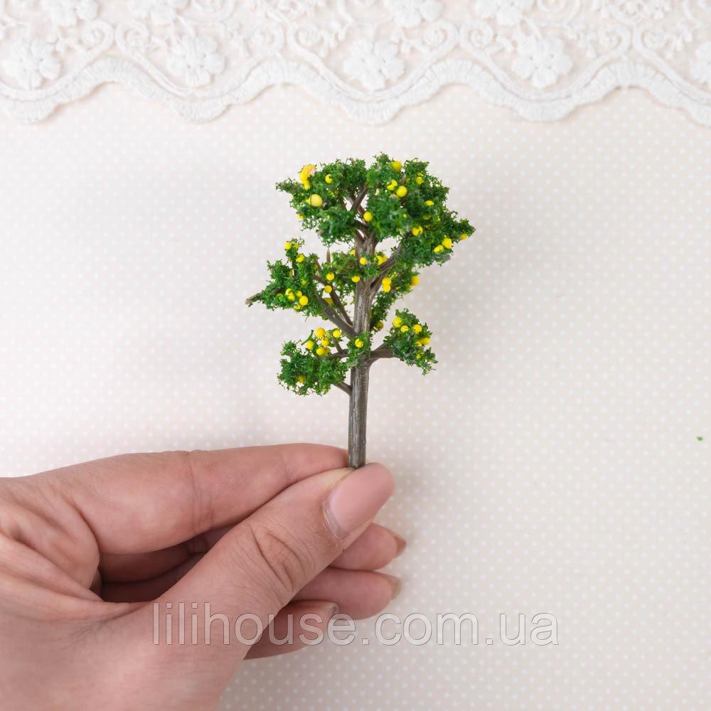 Штучне дерево 7 см Зелене з жовтими ягідками, фото 1