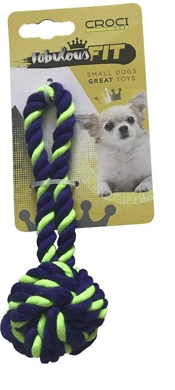 Іграшка для собак малих порід плетений м'яч з канату 16 см Croci зелений, фото 1