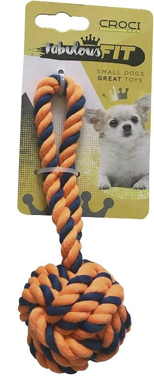 Іграшка для собак малих порід плетений м'яч з канату 16 см Croci оранжевий, фото 1